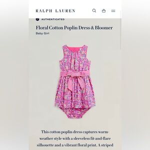 Floral Cotton Poplin Dress & Bloomer baby girl size 6m.  Beautiful!